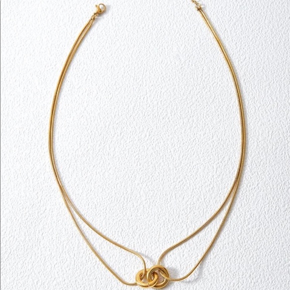 Gold Stainless Steel layered Necklace - Picture 6 of 6